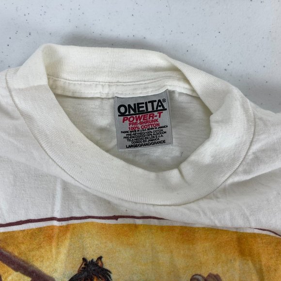 Bonnie Shields Horse Riding Painting Single Stitch T Shirt Vtg 90s 1992 USA L - Picture 6 of 6